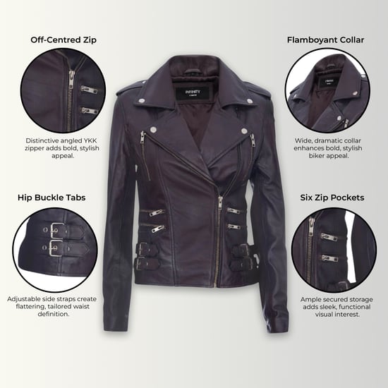 Damen Leder Lila Brando Bikerjacke-Constantia - Image 3