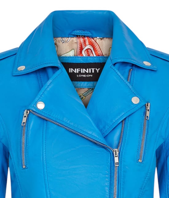 Damen Leder Blau Brando Bikerjacke-Constantia - Image 6