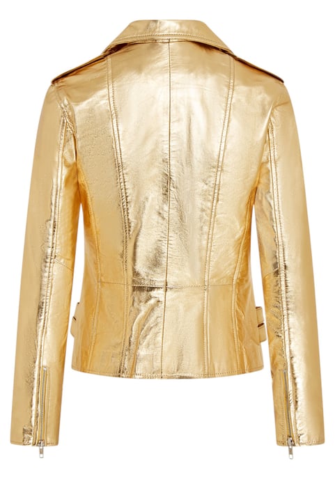 Damen Leder Gold Brando Bikerjacke-Constantia - Image 5