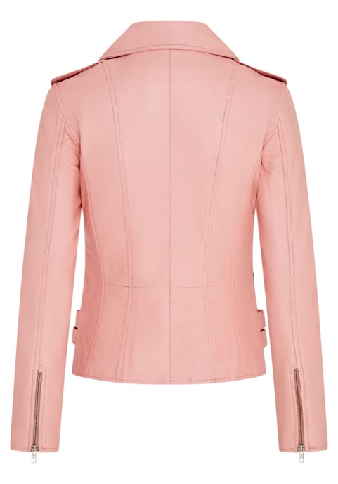 Damen Leder Baby Pink Brando Bikerjacke-Constantia - Image 5