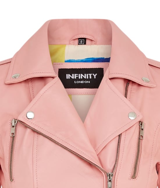 Damen Leder Baby Pink Brando Bikerjacke-Constantia - Image 6