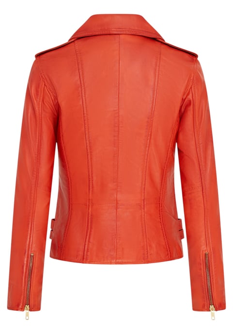 Damen Leder Orange Brando Bikerjacke-Constantia - Image 5