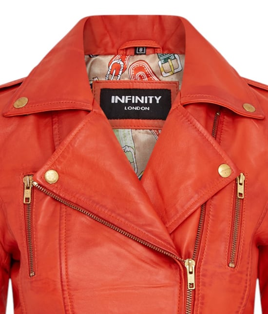 Damen Leder Orange Brando Bikerjacke-Constantia - Image 6