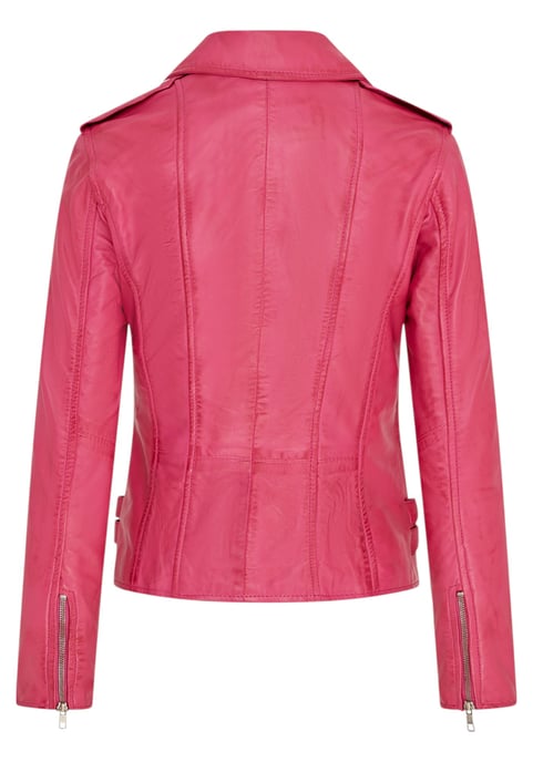 Damen Leder Fuchsia Pink Brando Bikerjacke-Constantia - Image 5