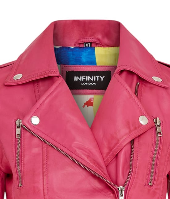Damen Leder Fuchsia Pink Brando Bikerjacke-Constantia - Image 6