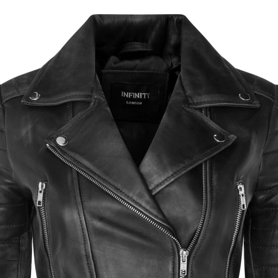 Schwarze kurze Brando-Bikerjacke aus Leder für Damen – Durban - Image 5