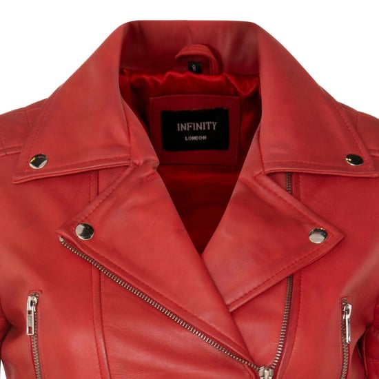 Rote kurze Brando-Bikerjacke aus Leder für Damen – Bellville - Image 6