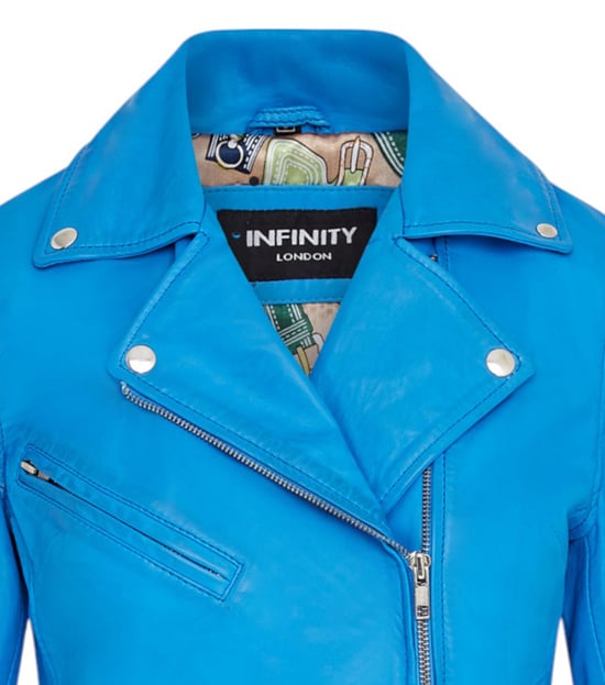 Blaue klassische Brando-Biker-Lederjacke für Damen – Soweto - Image 6