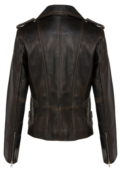Damen Leder Vintage Schwarz Brando Bikerjacke-Constantia - Image 5