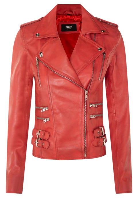 Damen Leder Rote Brando Bikerjacke-Constantia - Image 2