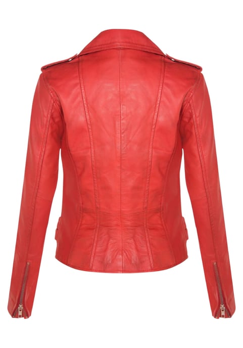 Damen Leder Rote Brando Bikerjacke-Constantia - Image 5