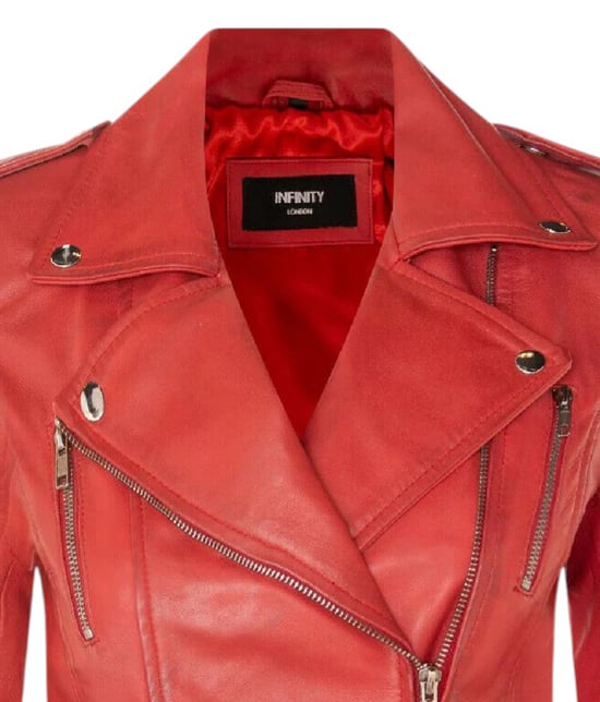 Damen Leder Rote Brando Bikerjacke-Constantia - Image 6
