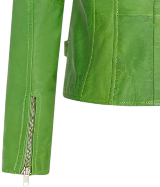 Damen Leder Apfelgrün Brando Bikerjacke-Loddon - Image 6