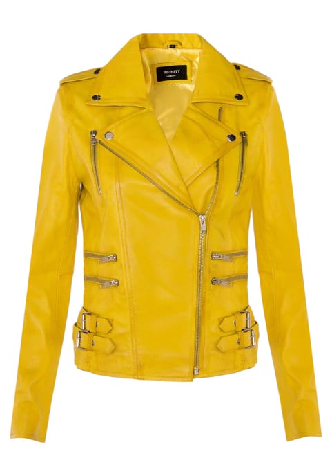 Damen Leder Gelb Brando Bikerjacke-Constantia - Image 2