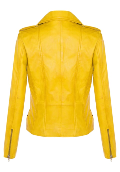 Damen Leder Gelb Brando Bikerjacke-Constantia - Image 5