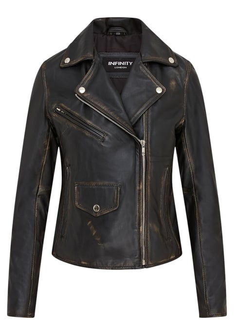 Schwarze klassische Brando-Biker-Lederjacke für Damen im Vintage-Stil – Soweto - Image 2