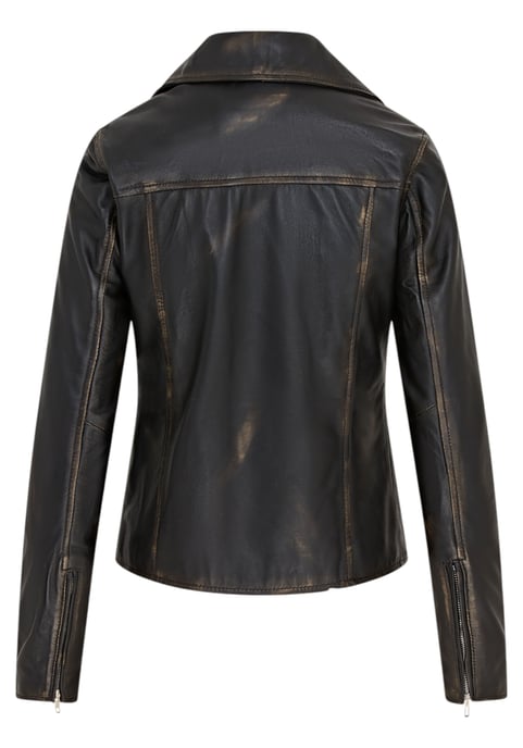 Schwarze klassische Brando-Biker-Lederjacke für Damen im Vintage-Stil – Soweto - Image 5