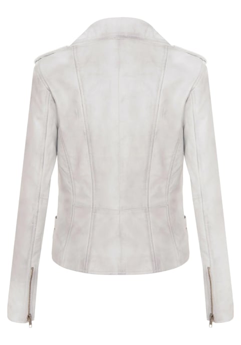 Damen Leder Weiß Brando Bikerjacke-Constantia - Image 5