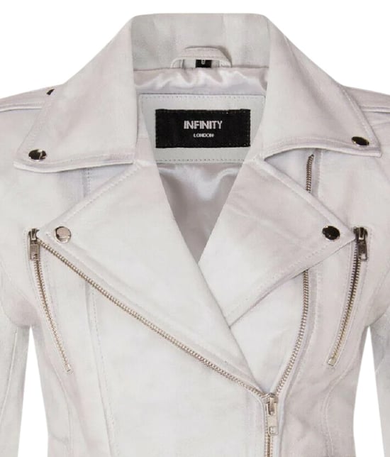 Damen Leder Weiß Brando Bikerjacke-Constantia - Image 6