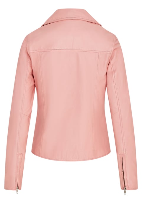 Klassische Brando Biker-Lederjacke für Damen in Babyrosa – Soweto - Image 5
