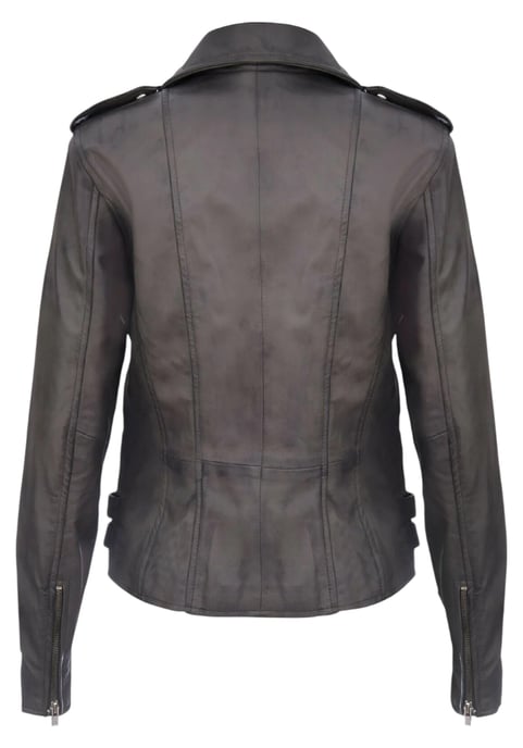 Damen Leder Grau Brando Bikerjacke-Constantia - Image 5