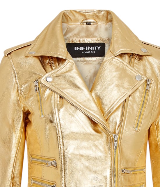 Damen Leder Gold Brando Bikerjacke-Loddon - Image 5