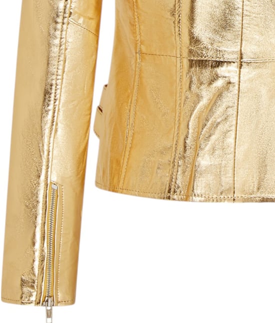 Damen Leder Gold Brando Bikerjacke-Loddon - Image 6