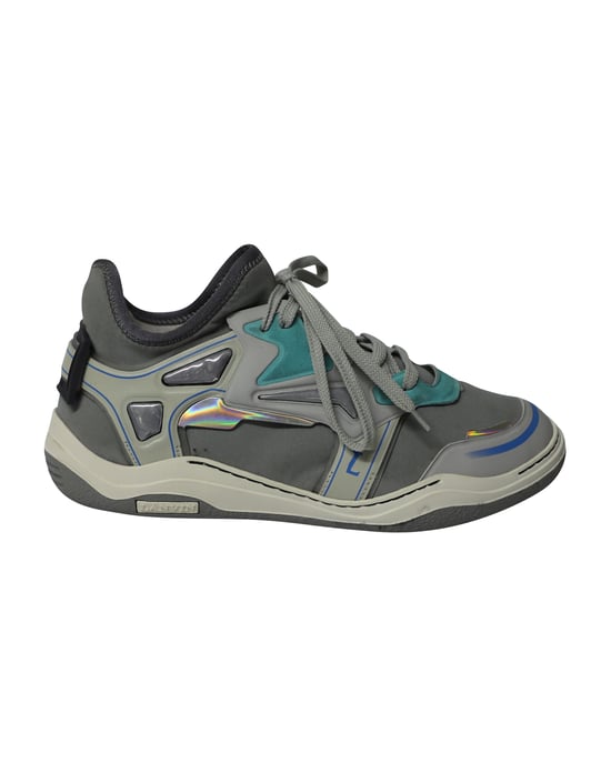 Lanvin Mid Top Neopren-Tauchsneaker aus grauem Nubuk-Kalbsleder - Image 1