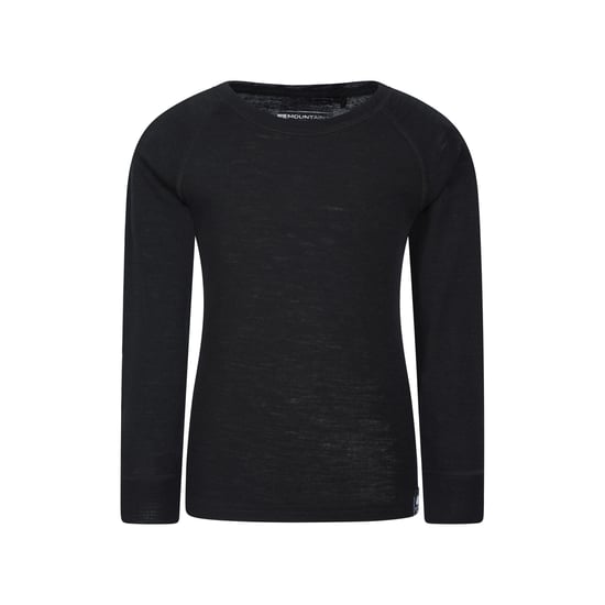 Mountain Warehouse - "Merino II" Base Layer Oberteil Rundhalsausschnitt für Kinder (Schwarz) - Image 1