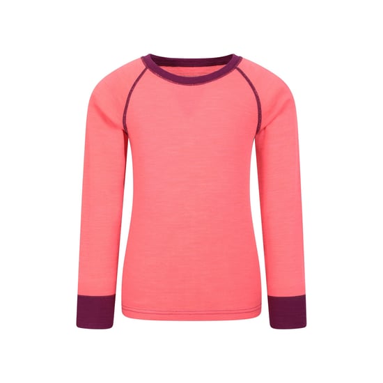 Mountain Warehouse - "Merino II" Base Layer Oberteil Rundhalsausschnitt für Kinder (Leuchtend Rosa) - Image 1