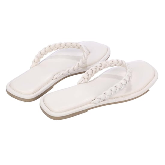 Dune London - Damen Sandalen "Loxx", Geflochten, Leder, Zehentrenner, Flach (Ecru) - Image 2