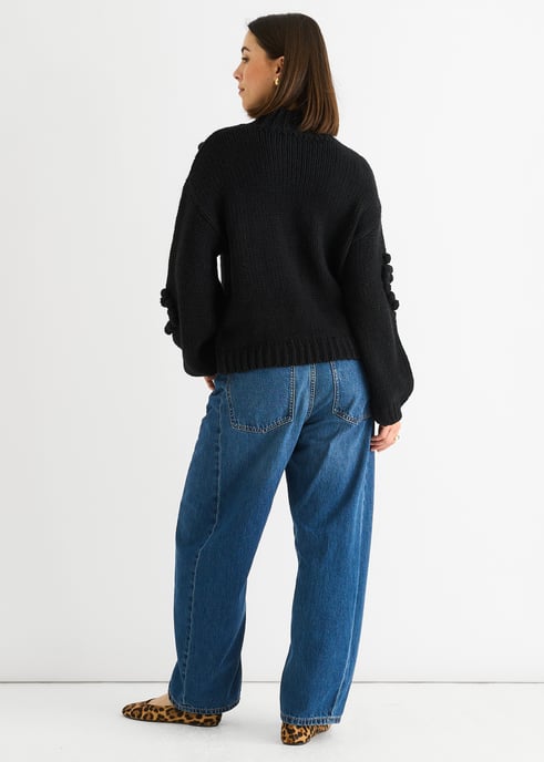 Schwarzes Herz Bubble Chunky Knit High Neck Pullover - Image 5