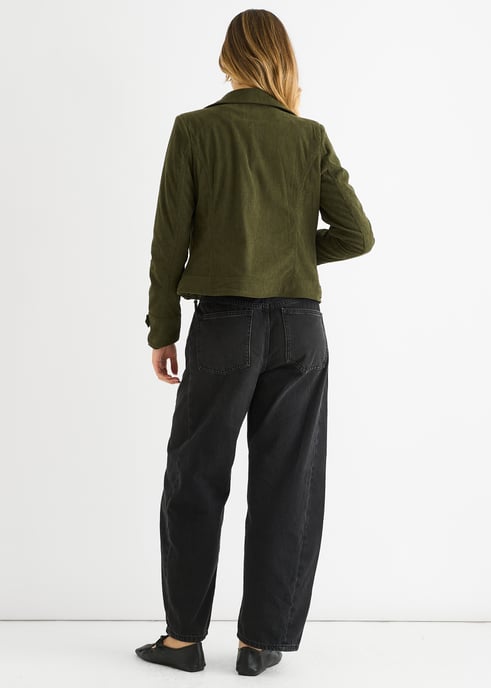 Khaki Cord Biker Zip Up Jacke - Image 4