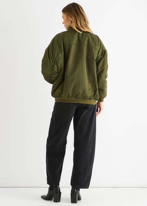 Khaki gepolsterte Bomberjacke in Übergröße - Image 4