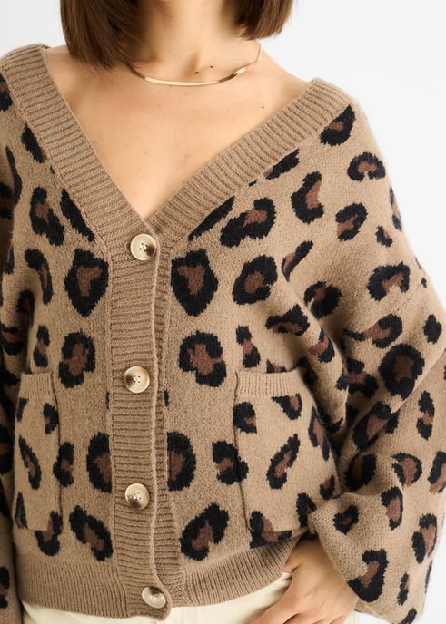Camel Tierdruck Strickjacke kurz - Image 2