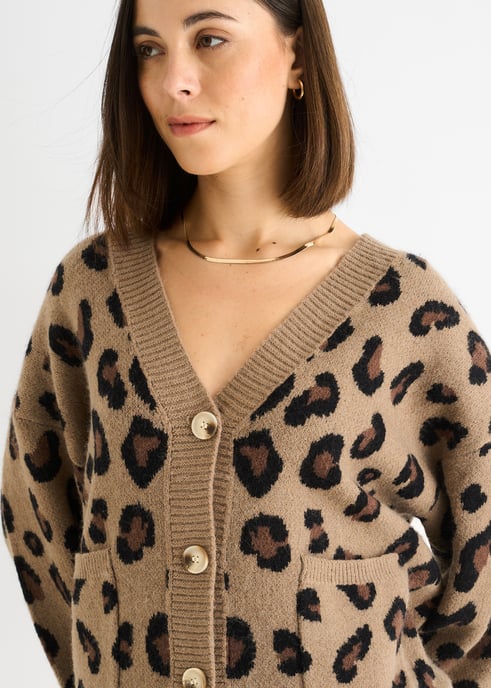 Camel Tierdruck Strickjacke kurz - Image 3