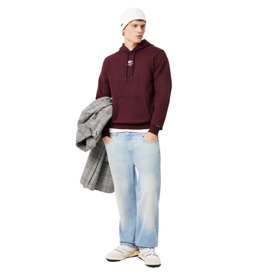 Lacoste - Rückseitiger Aufdruck Kapuzenpullover für Herren/Damen Unisex (Bordeauxrot) - Image 3