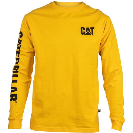 Caterpillar Markenzeichen Banner Langarm Baumwoll Herren T-Shirt in Gelb - Image 2