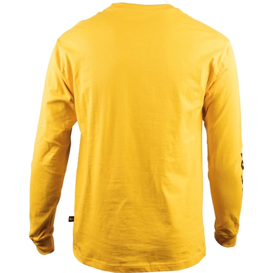 Caterpillar Markenzeichen Banner Langarm Baumwoll Herren T-Shirt in Gelb - Image 3