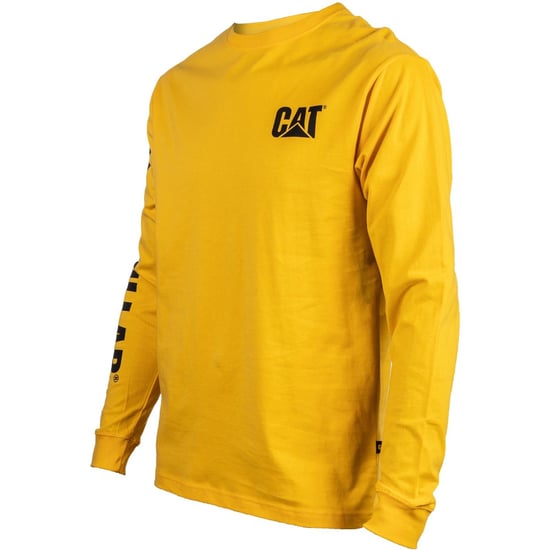 Caterpillar Markenzeichen Banner Langarm Baumwoll Herren T-Shirt in Gelb - Image 4