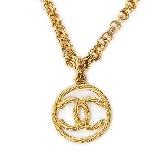 Large CC Round Pendant Chain Necklace  Halskette - Image 2
