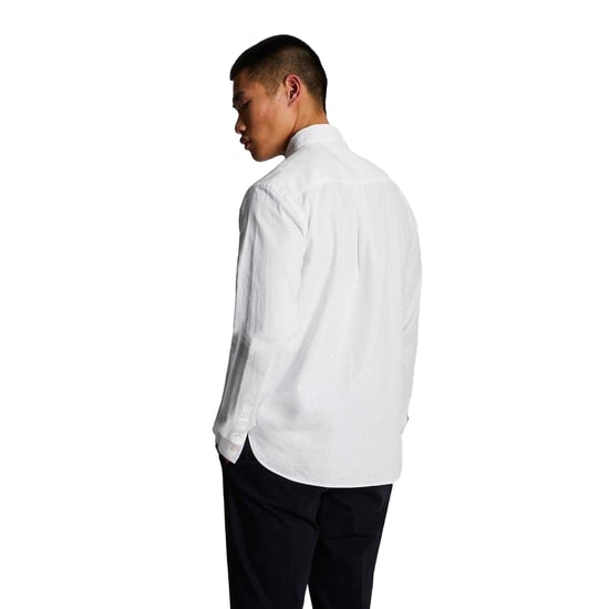 Lyle & Scott Herren Baumwoll-Leinen Button-Down Hemd (Weiß) - Image 2