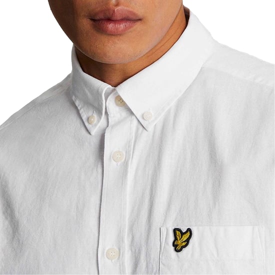 Lyle & Scott Herren Baumwoll-Leinen Button-Down Hemd (Weiß) - Image 3
