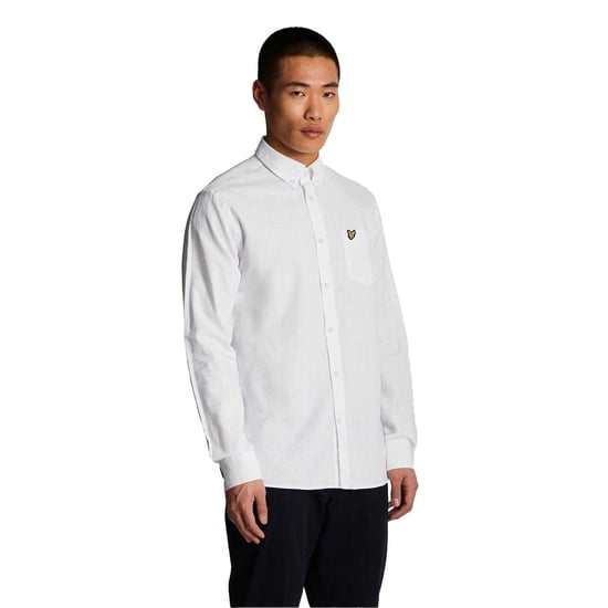 Lyle & Scott Herren Baumwoll-Leinen Button-Down Hemd (Weiß) - Image 5