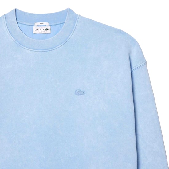 Lacoste - Gewaschen Sweatshirt für Herren/Damen Unisex Fleece Lose (Hellblau) - Image 3