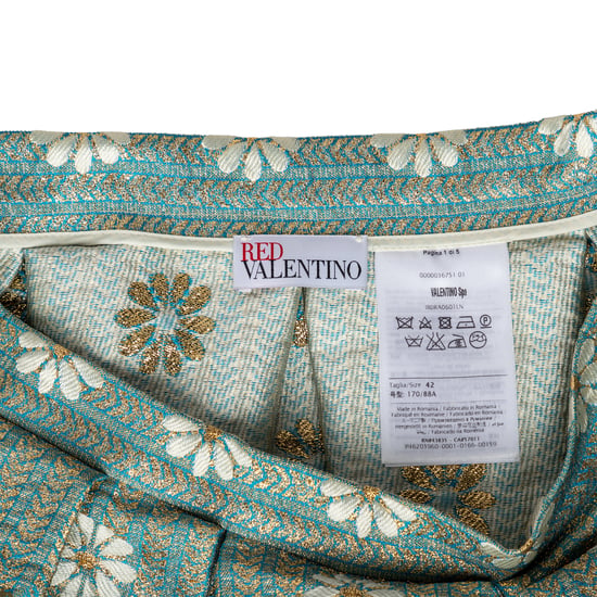 Red Valentino – Jacquard-Minirock in A-Linie mit Plissee – 10er - Image 6