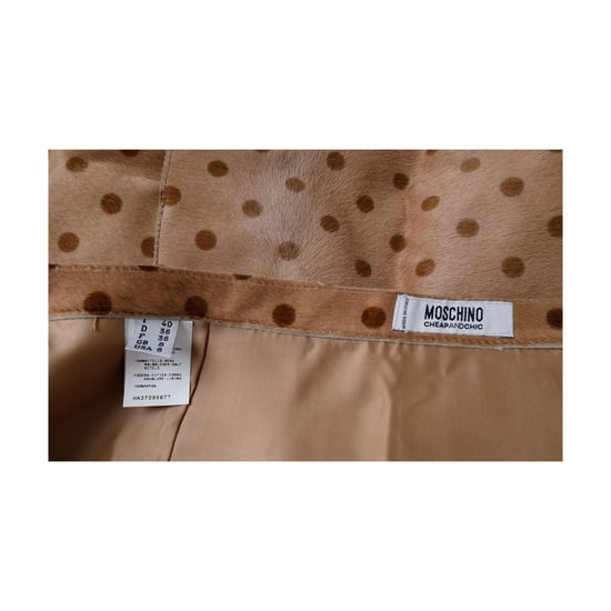 Moschino Cheap and Chic – Rock aus Kalbsleder mit Polka-Print – 10er - Image 6