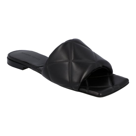 Bottega Veneta Damen Gummi Lido Flache Sandale aus schwarzem Lammleder - Image 1