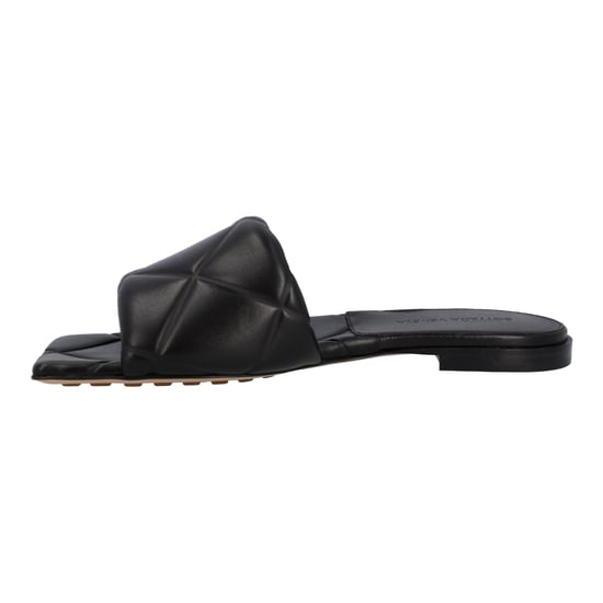 Bottega Veneta Damen Gummi Lido Flache Sandale aus schwarzem Lammleder - Image 2