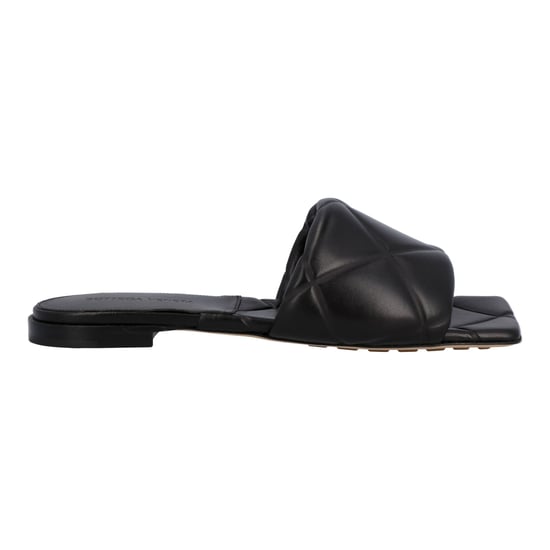 Bottega Veneta Damen Gummi Lido Flache Sandale aus schwarzem Lammleder - Image 5